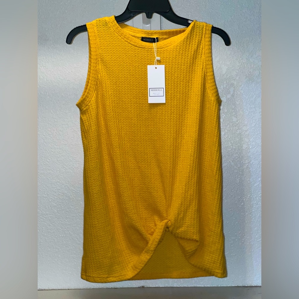 Cute Twist Knot Waffle Knit Tank Top